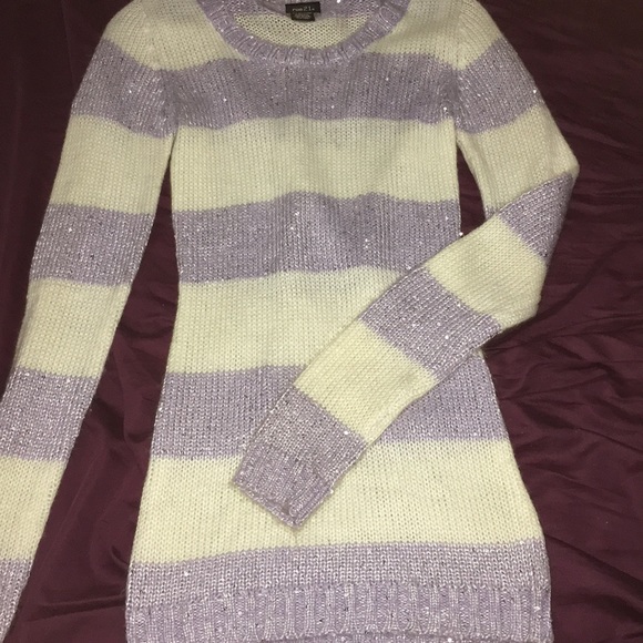 Purple and White Stripy, Spakly Sweater - Picture 1 of 2